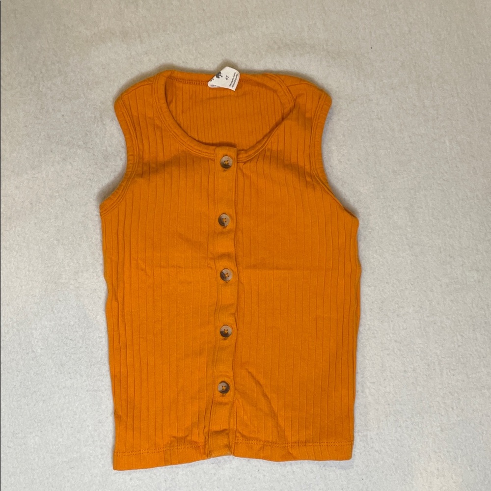 Kate Quinn Orange Sleeveless Button Down Tank Top Shirt